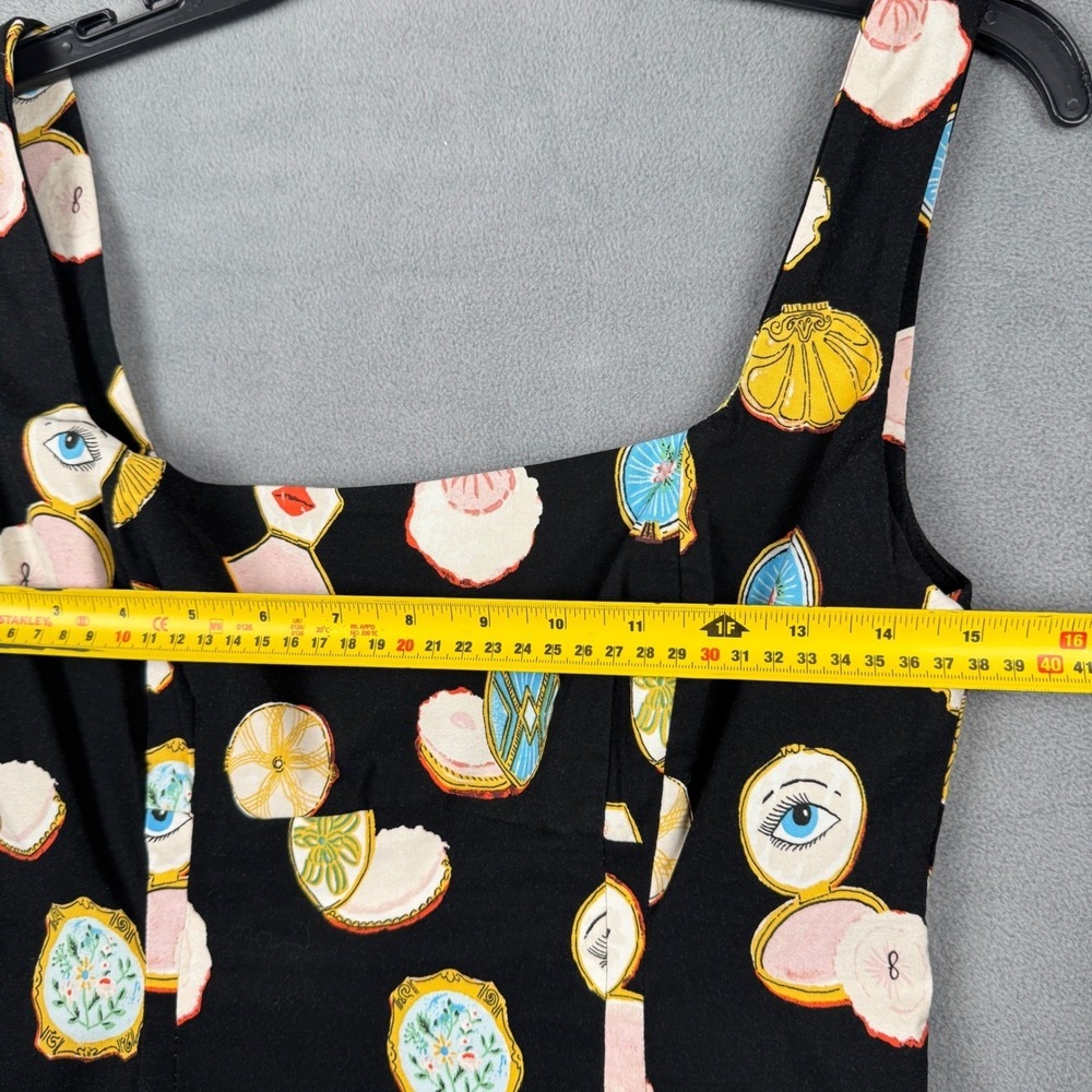Maeve Anthropologie Danielle Kroll Makeup Compact Print Sheath Dress Black S - Picture 3 of 9